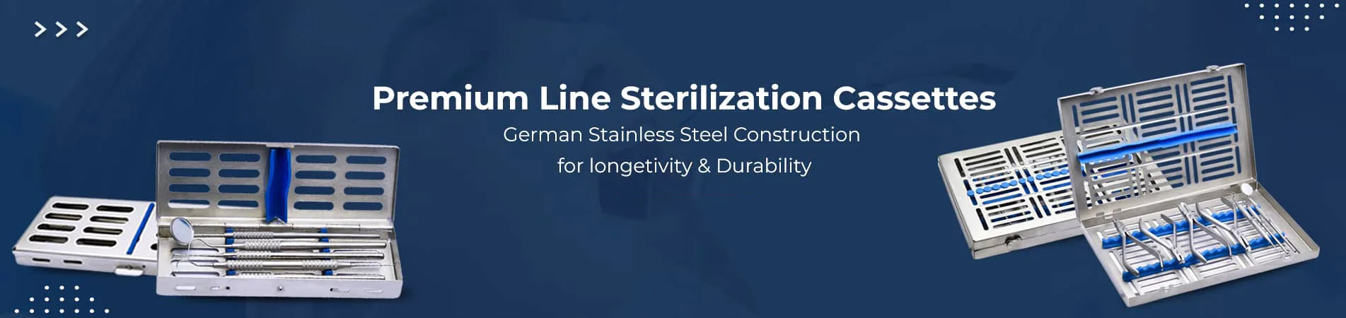 Premium Line Sterilization Cassettes made from German stainless steel for durability