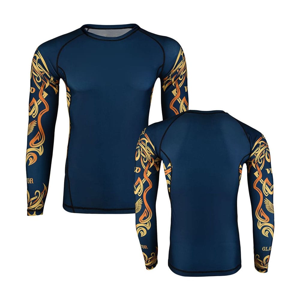 Rash Guards Full Sleeve Blue Golden